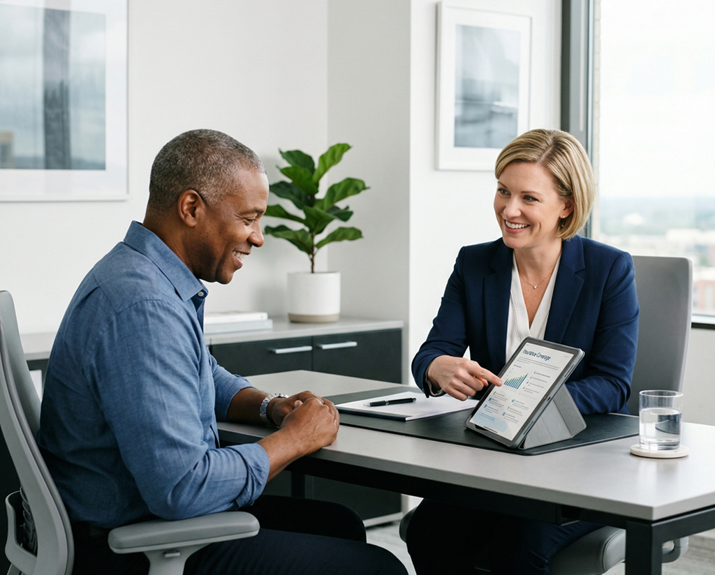 Insurance agent explaining policy